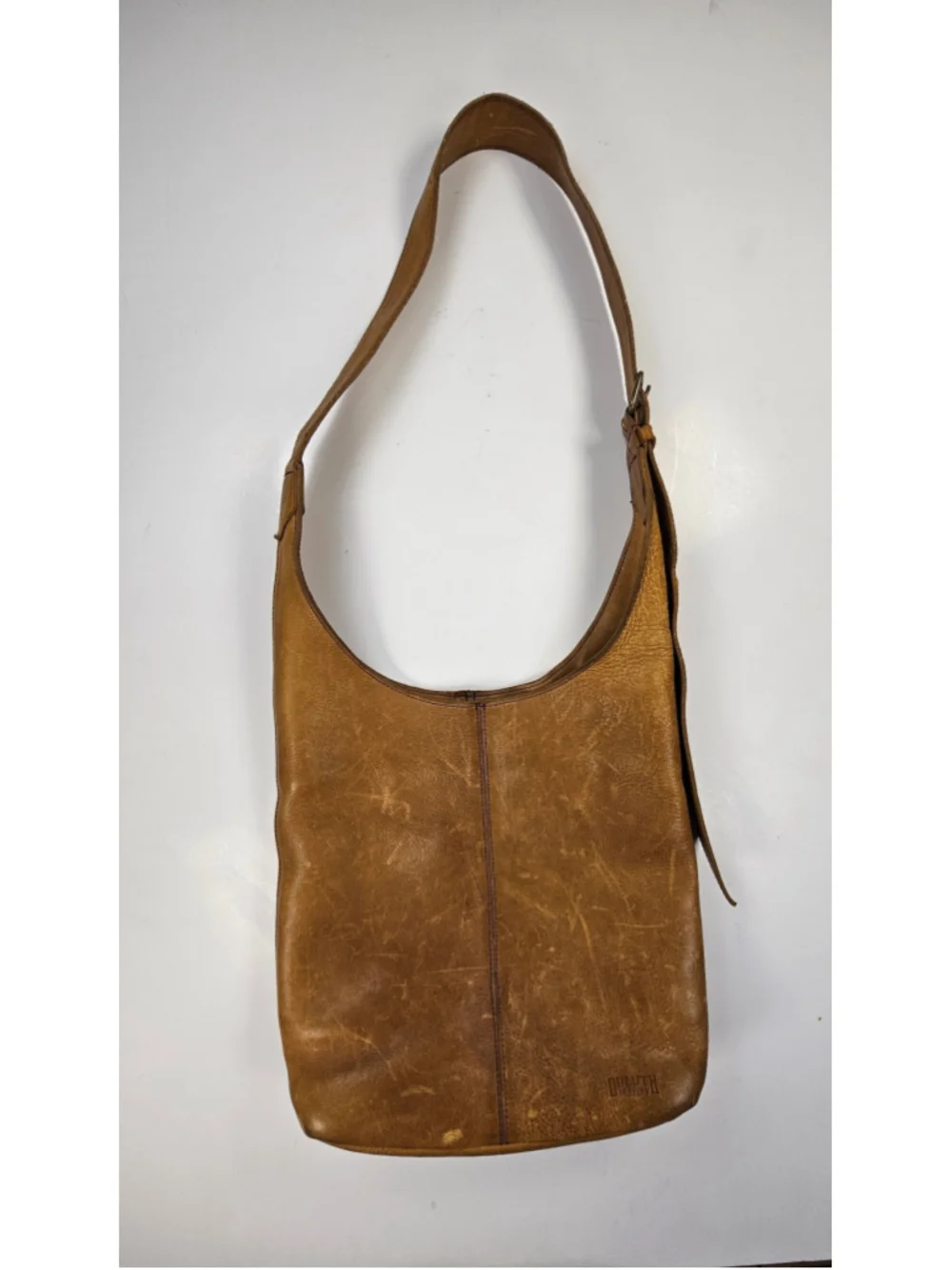 Duluth Trading Co Leather Hobo Shoulder Bag Brown Distressed Full Grain Purse